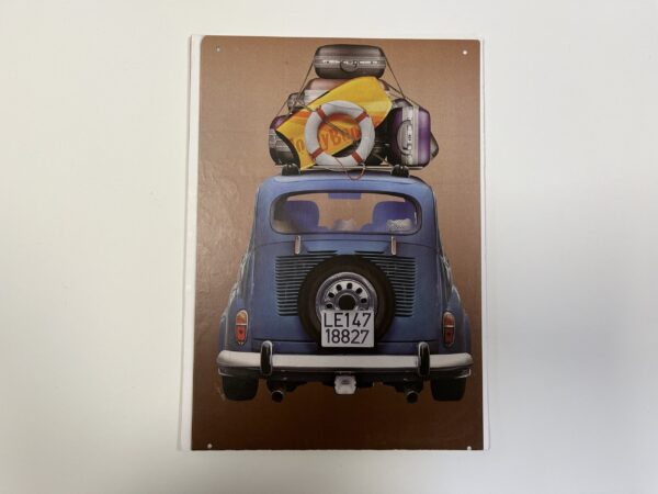 Wandbord Fiat 500 blauwe Fiat