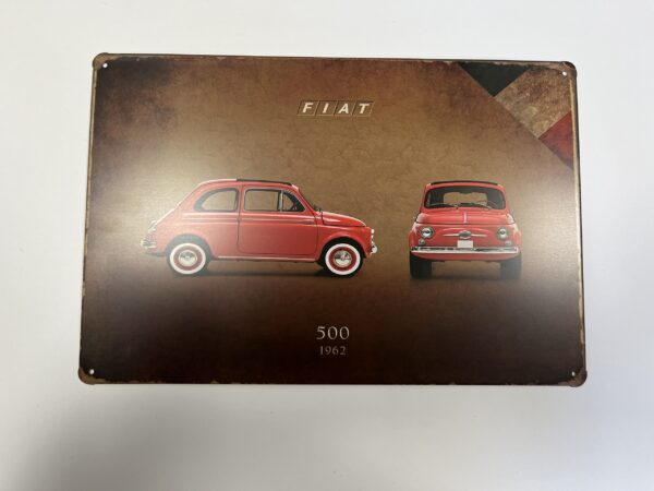 Wandbord Fiat 500 rood