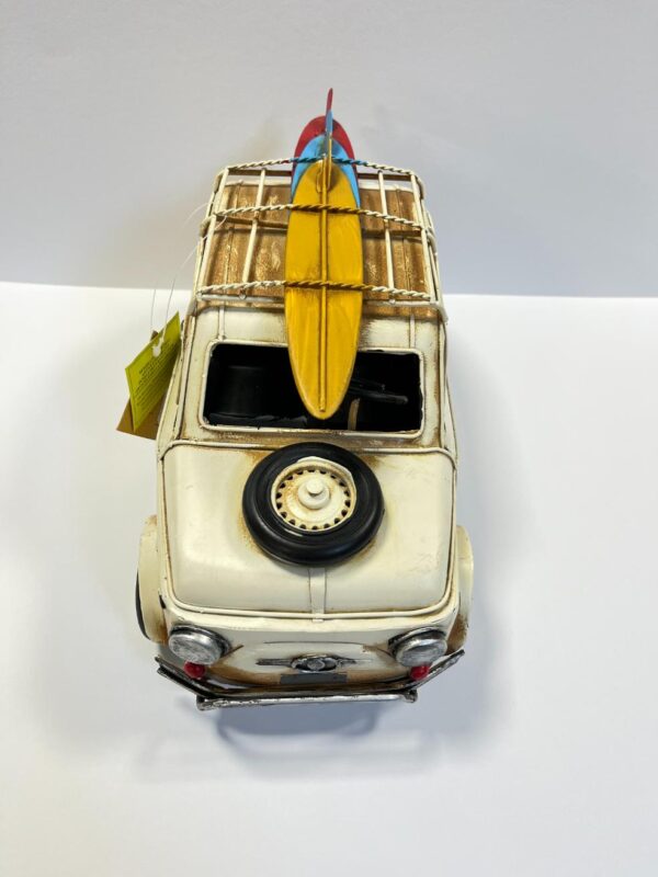 Blikken Fiat 500: wit met surfplanken (groot)