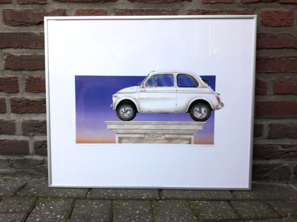 Poster witte Fiat 500